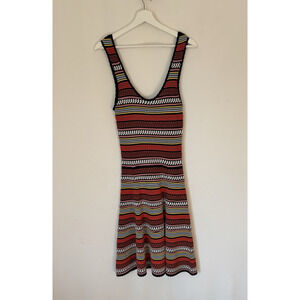 Ronny Kobo Dress Small Womens Crochet Bodycon Stretch Knit Striped Fall